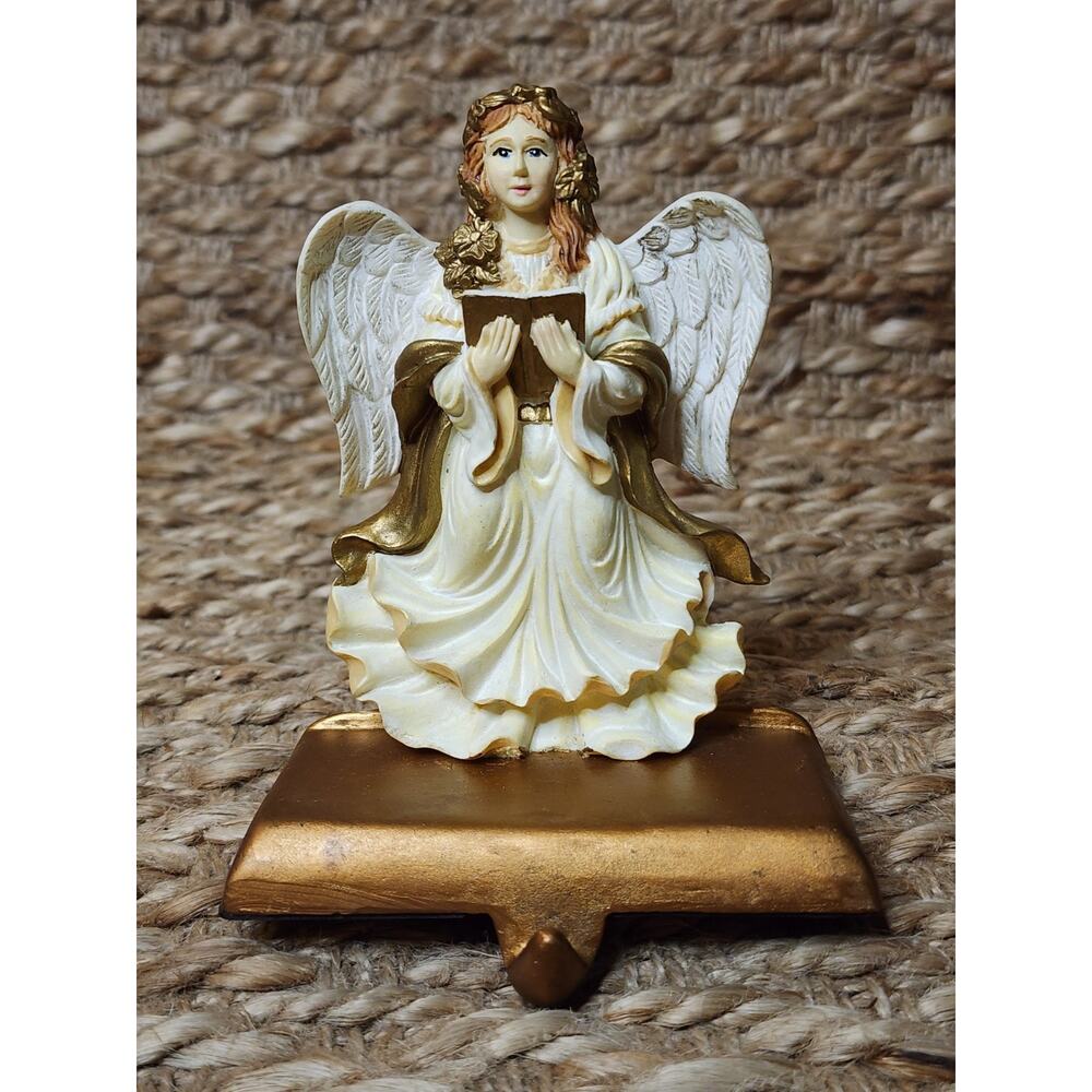 Vintage Windsor Collection Angel Stocking Hanger Christmas Holiday Gold White